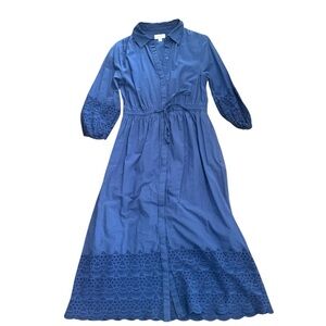 Evereve Addison Eyelet Maxi Dress, Long Sleeve, Size Small, Classic, Polished